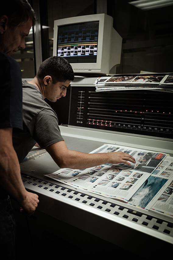 Machine techs evaluating color levels based off the original signature.