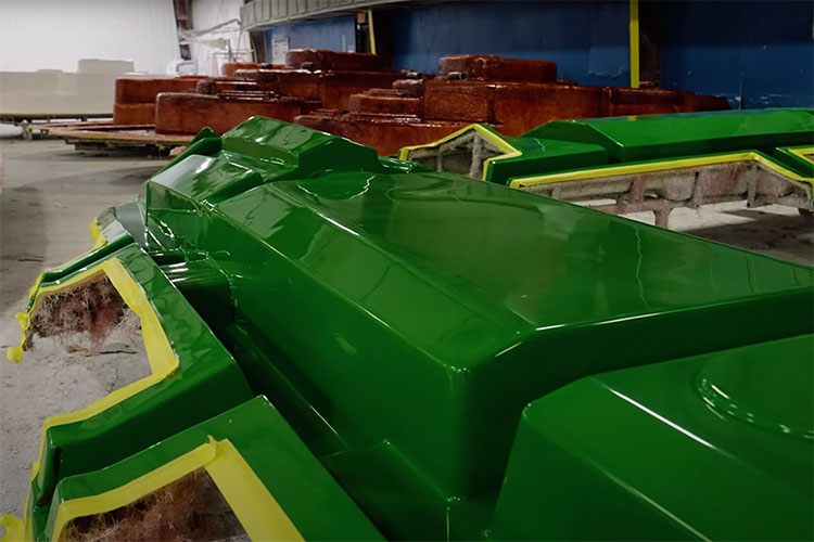 Image of a green boat stringer mold.