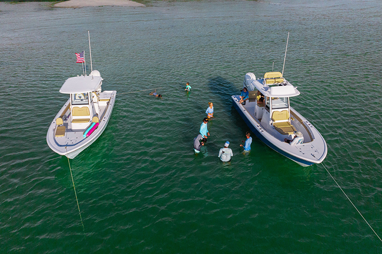 Photo of sportsman boats deck coring material being placed during the build process.