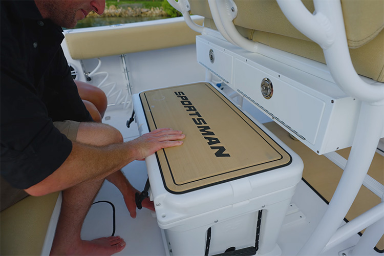 Photo of sportsman boats deck coring material being placed during the build process.