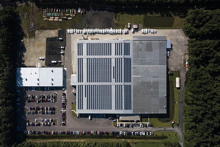 Aerial shot of Sportsman Boats' plant in Summerville, South Carolina