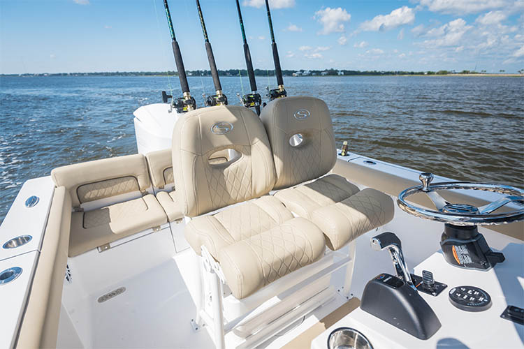 The brand new Sportsman Heritage 241 center console upgraded dual chair leaning post