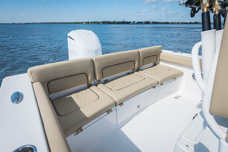 The brand new Sportsman Heritage 241 center console edge to edge seating arrangement for 4 adults with total access hatch