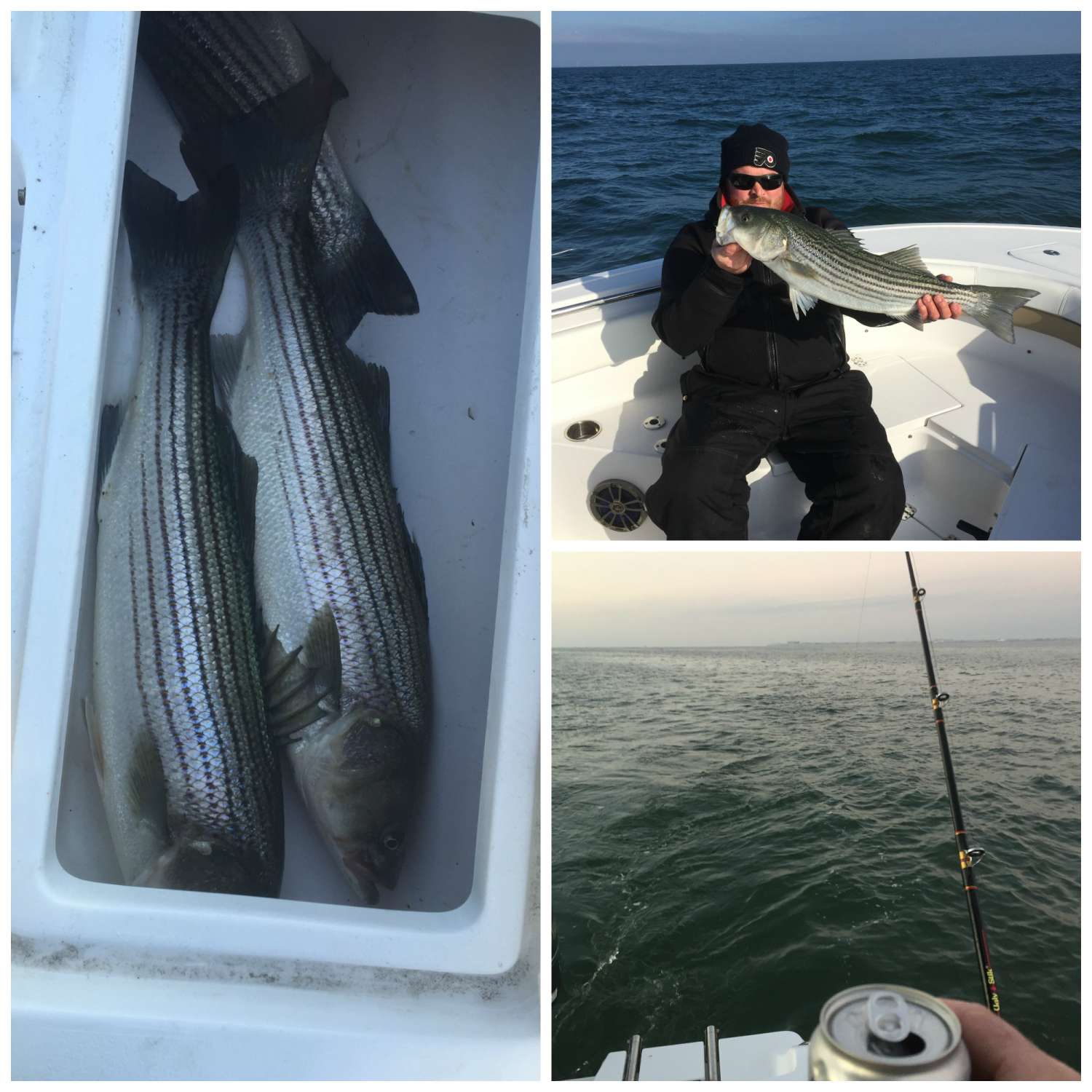 Great December Striper trip with 2 friends aboard my Heritage 211.  3 miles off Stone Harbor, N...
