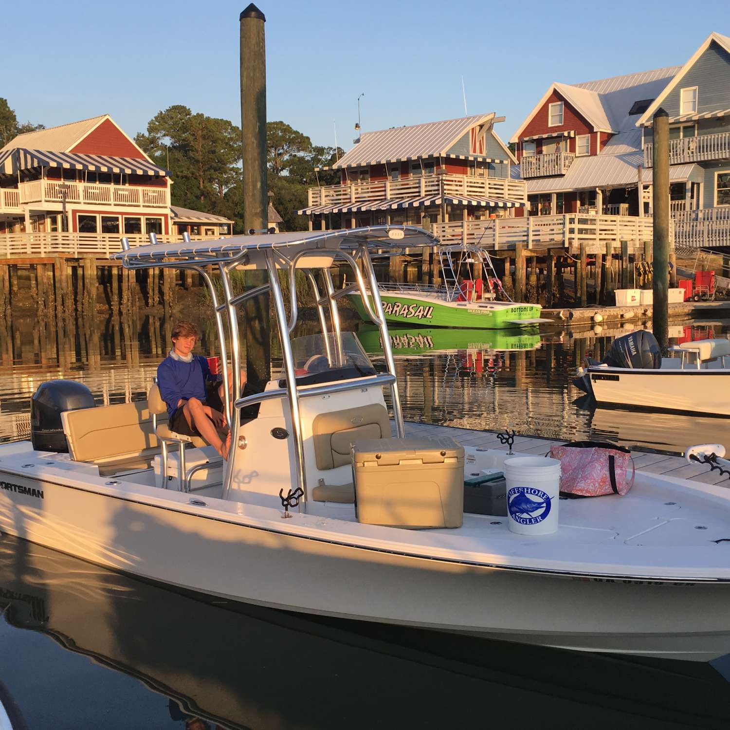 Hilton Head Island.  Fishing out of Salty Dog Marina with son Hunter ready to go.