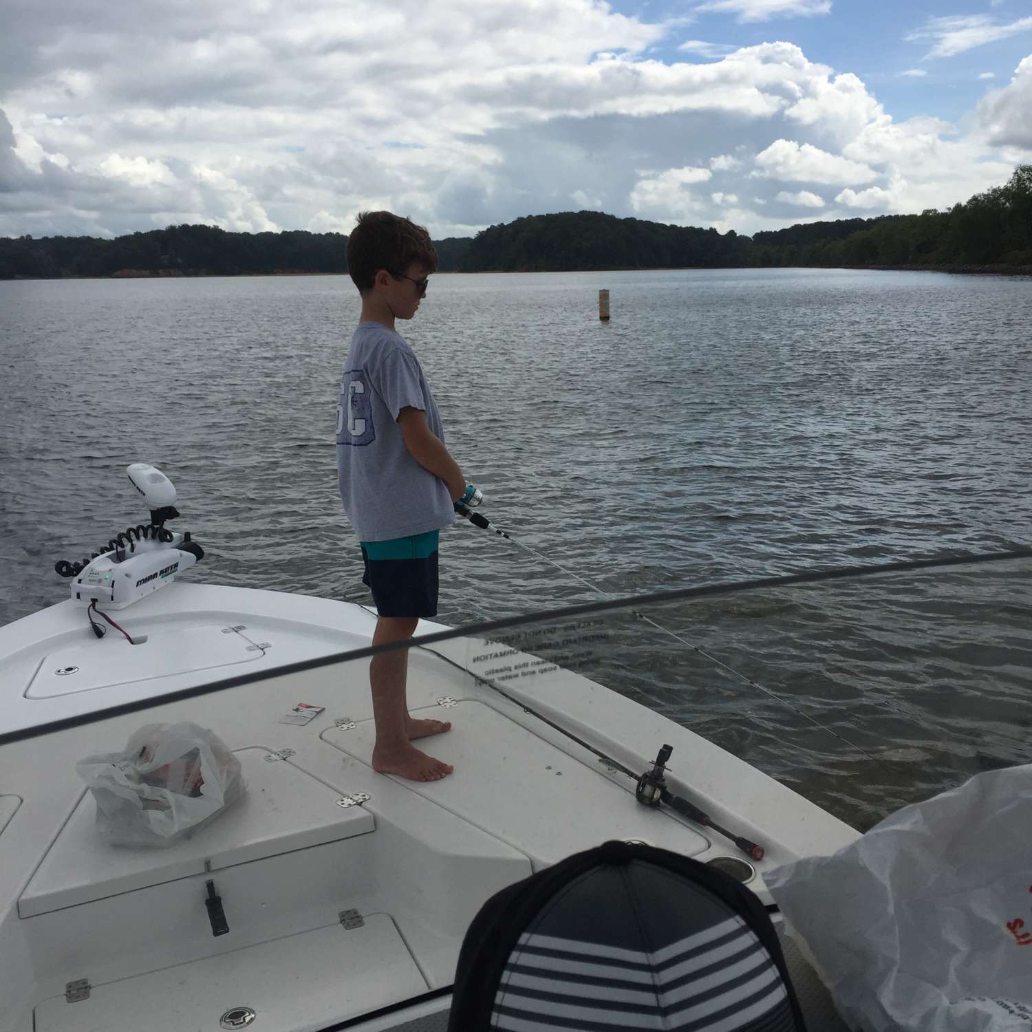 My 7yr old son and I on our first fishing trip in our 234 tournament. Lake Hartwell, SC.