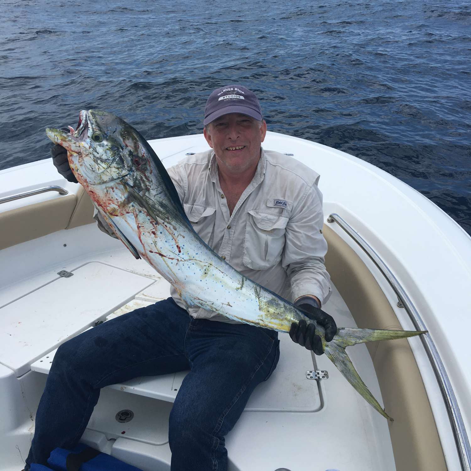 Caught my first Dolphin  60 miles out of Jacksonville FL at the ledges. Trolling  ballyhoo on a...