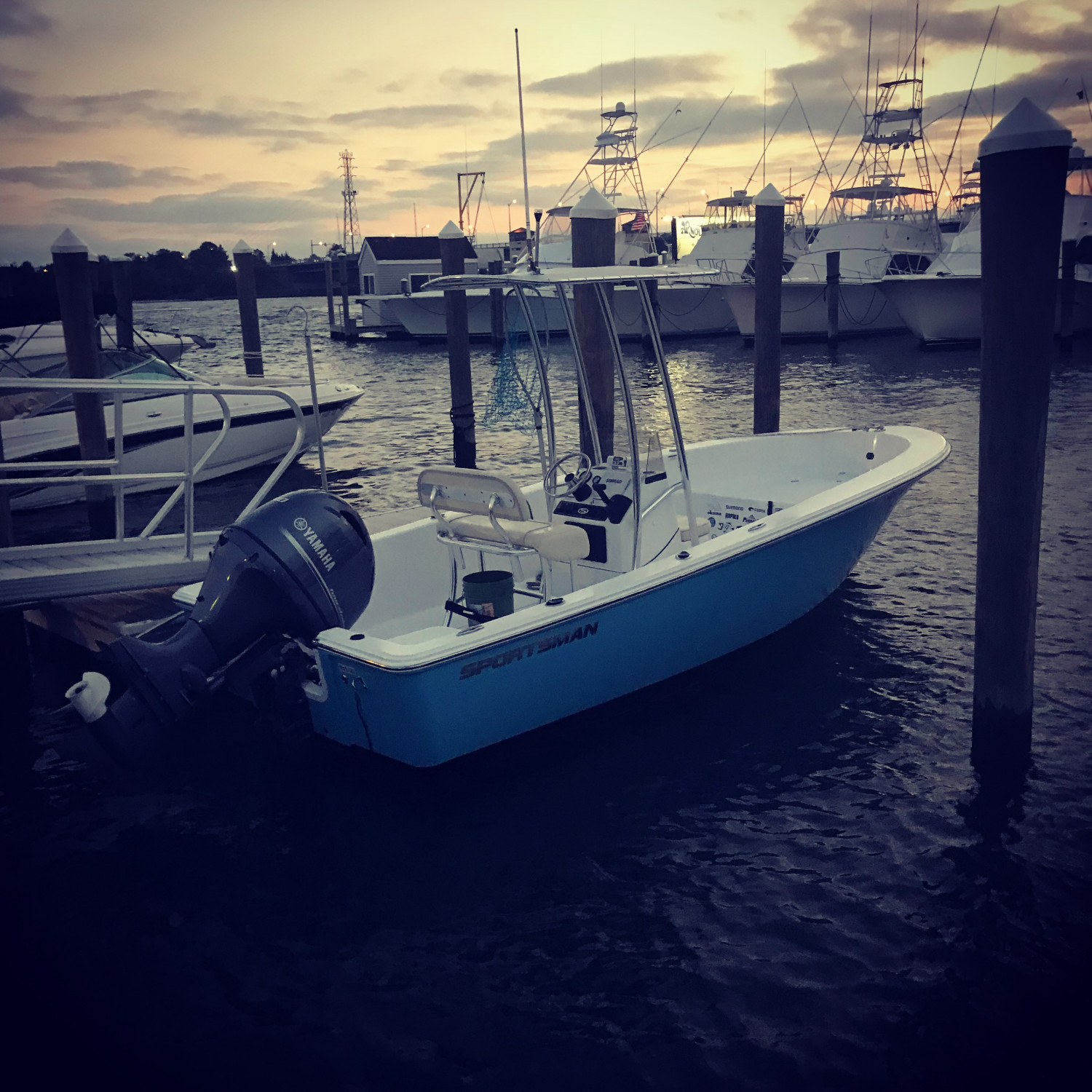 A beautiful sunset after a great day of striper fishing off the New Jersey coast.