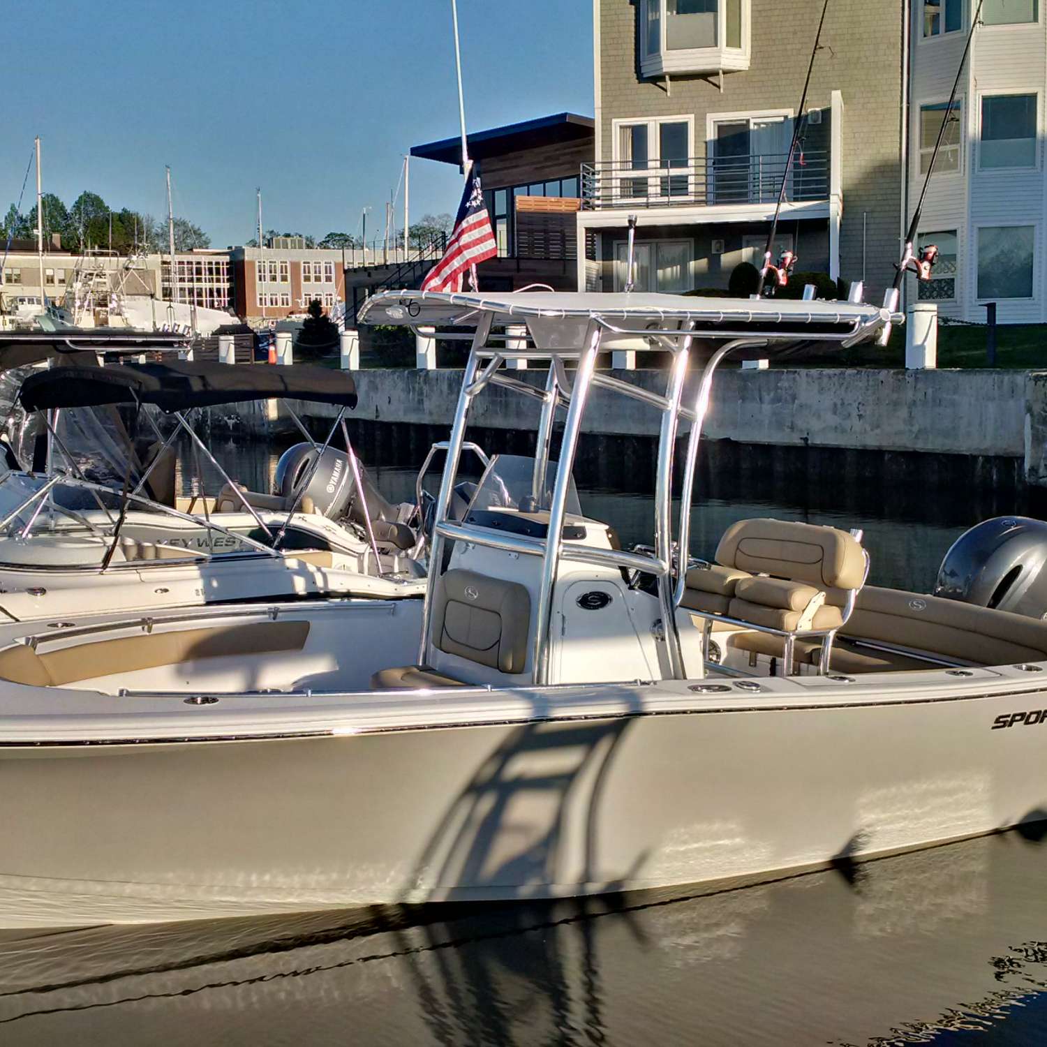 Launched and tied up at her slip @ Breakwater Marina, South Portland, ME