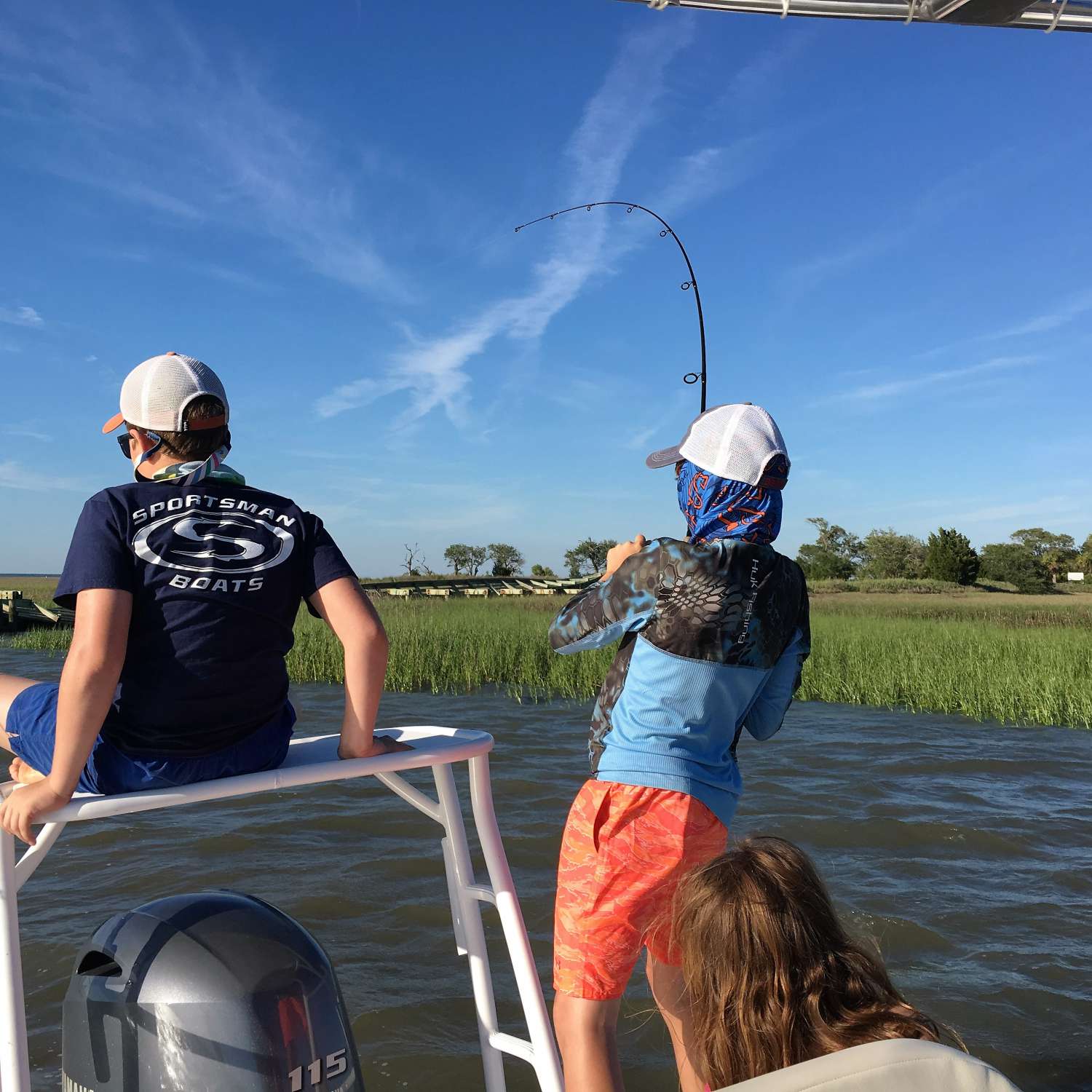 This is our family's first fishing trip on our new 20 Island Bay.  The photo was taken near Caper's Island...