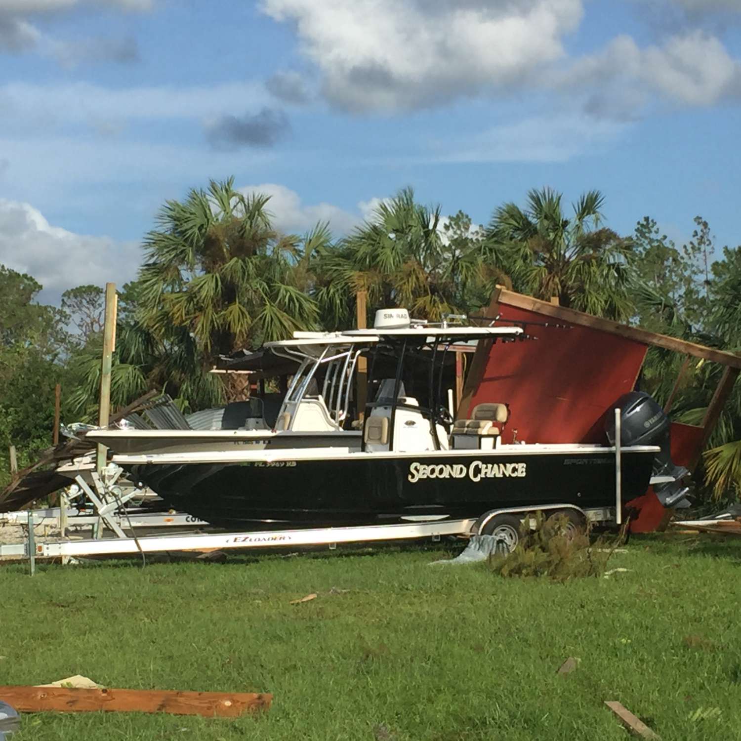 Naples Florida survived eyewall zero damage took a barn to the side boat is tough as nails not even a...