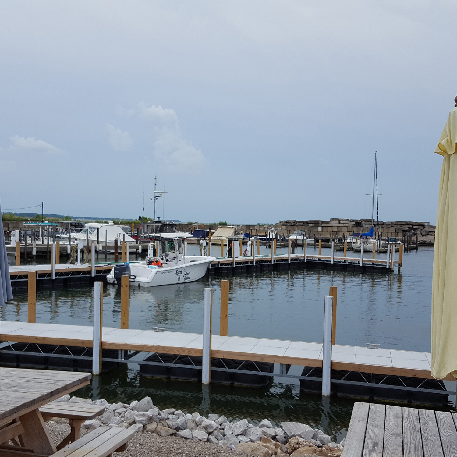 This photo was taken at a local restaurant for a drink break after a fun joyride on the boat before...