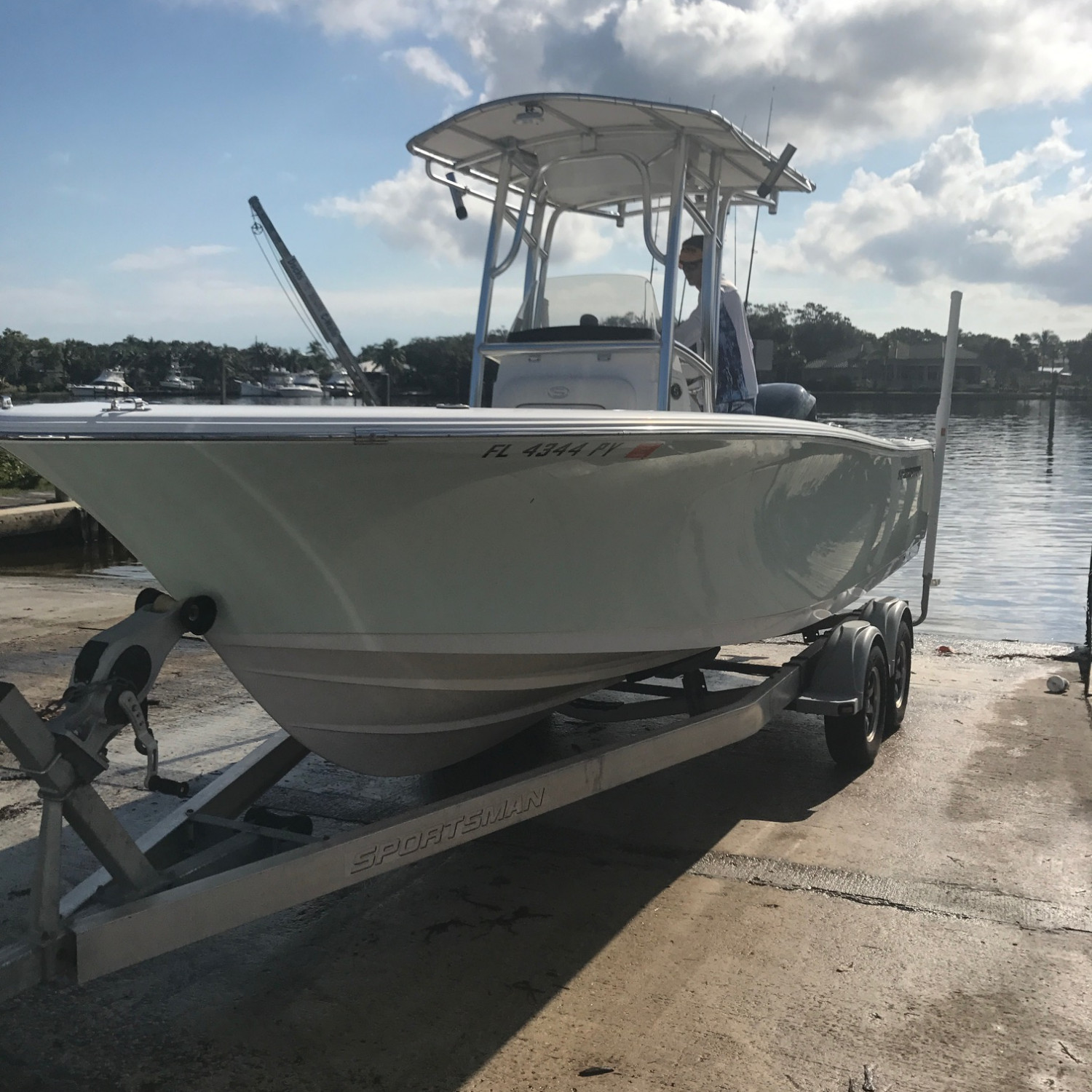 Getting the boat ready and backing it down to the boat ramp for a day of diving for lobster.