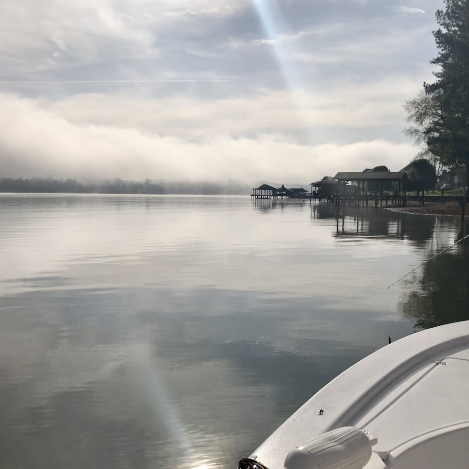 Maiden fishing voyage on the new Masters 207 with my daughter on a very foggy morning on Tellic...