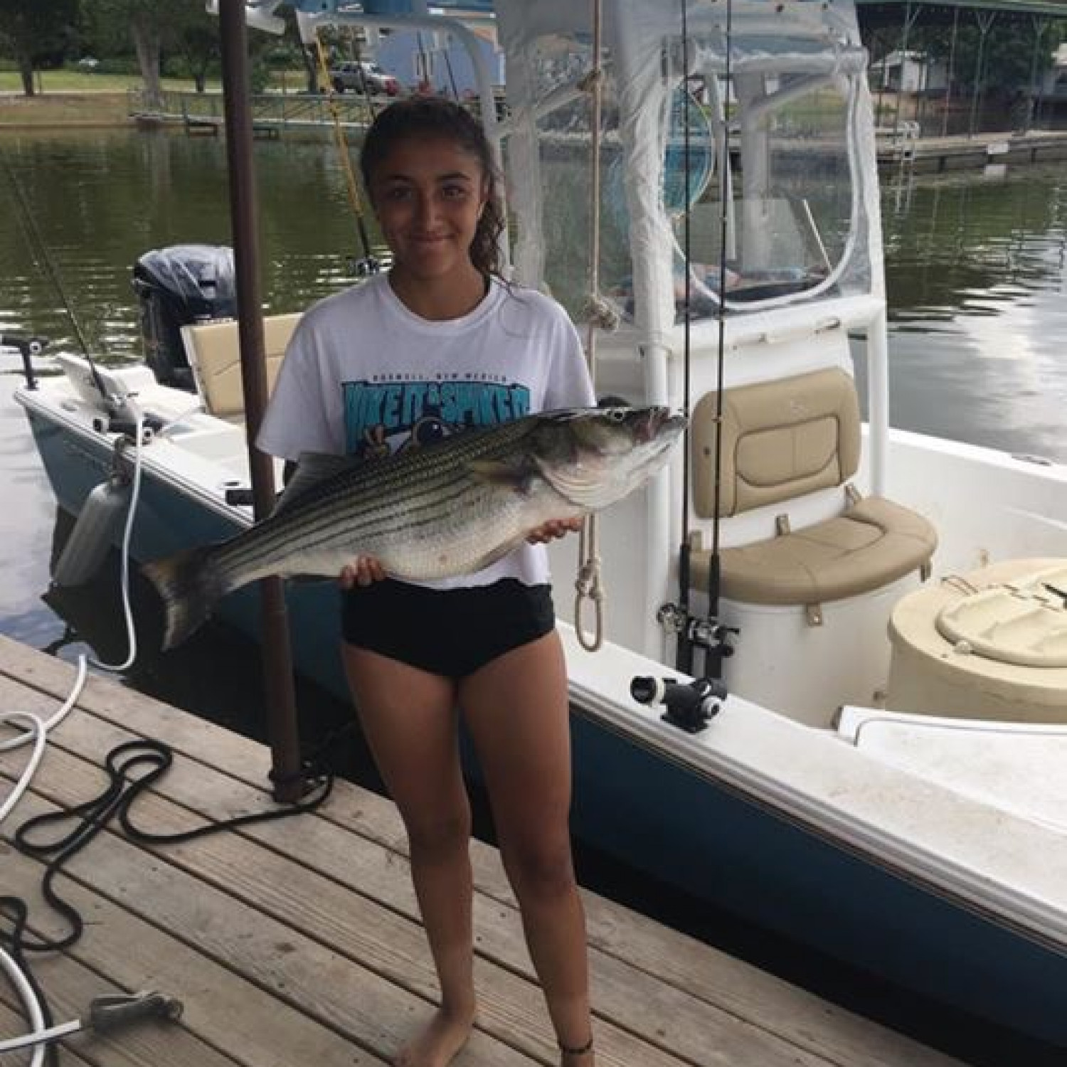 This young lady caught a Striper fishing with me.