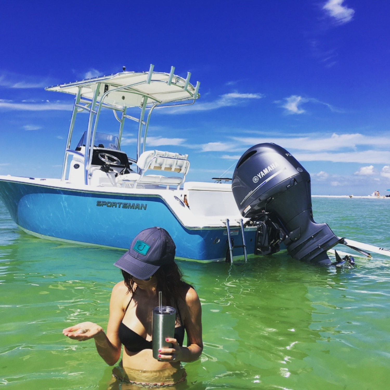 The wife enjoying some marine life on a beautiful sandbar day.