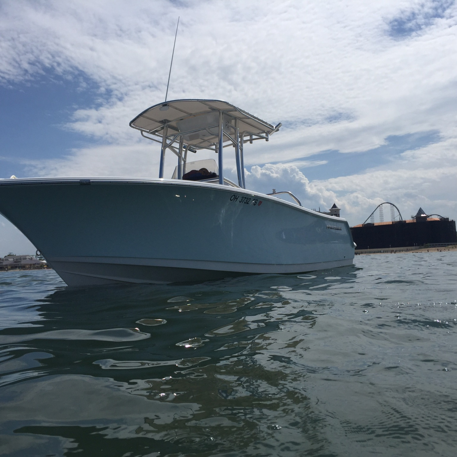 My family enjoyed this beautiful summer day swimming off of Cedar Point on our 232 Open on Lake Erie last...