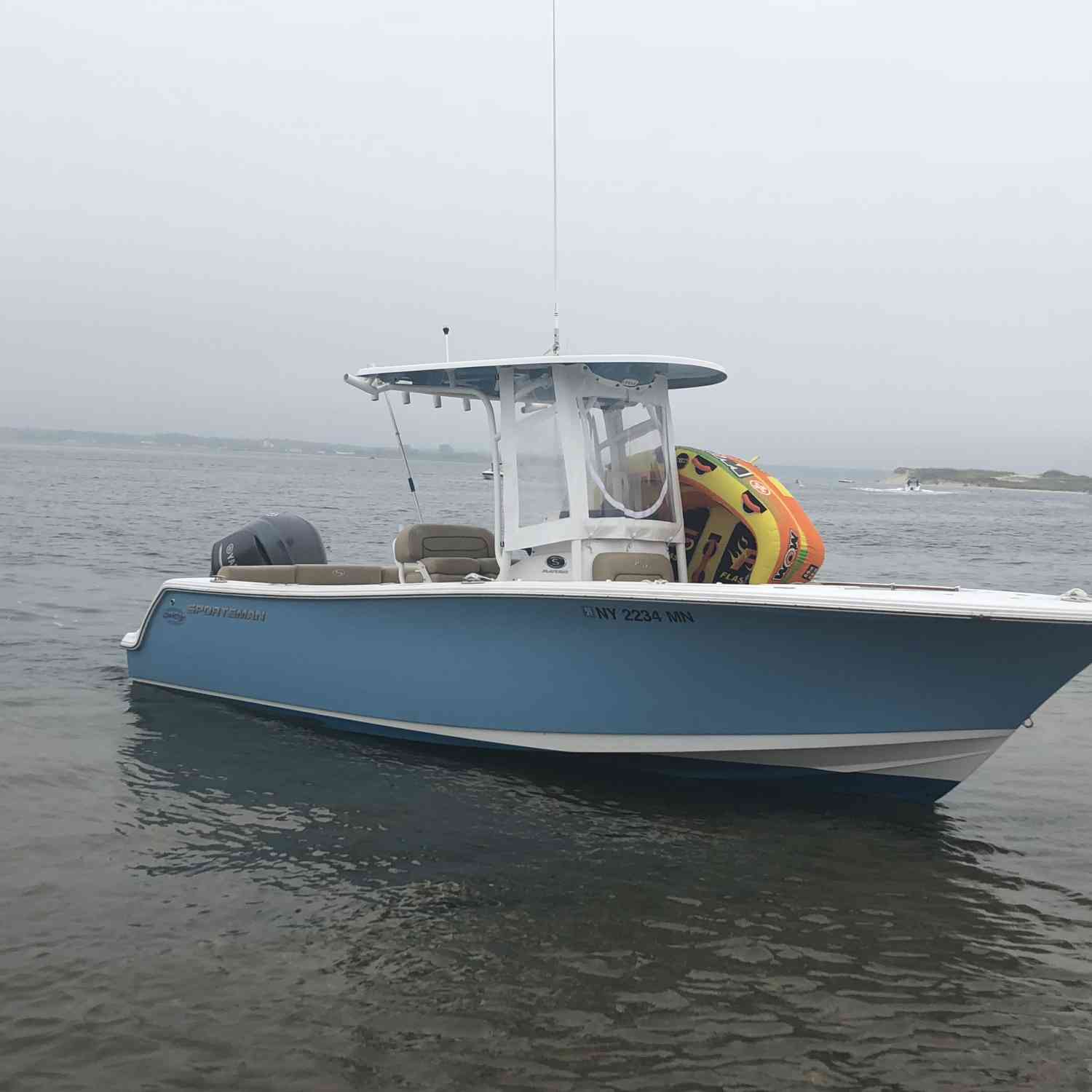 Anchored on the beach near Moriches Inlet.