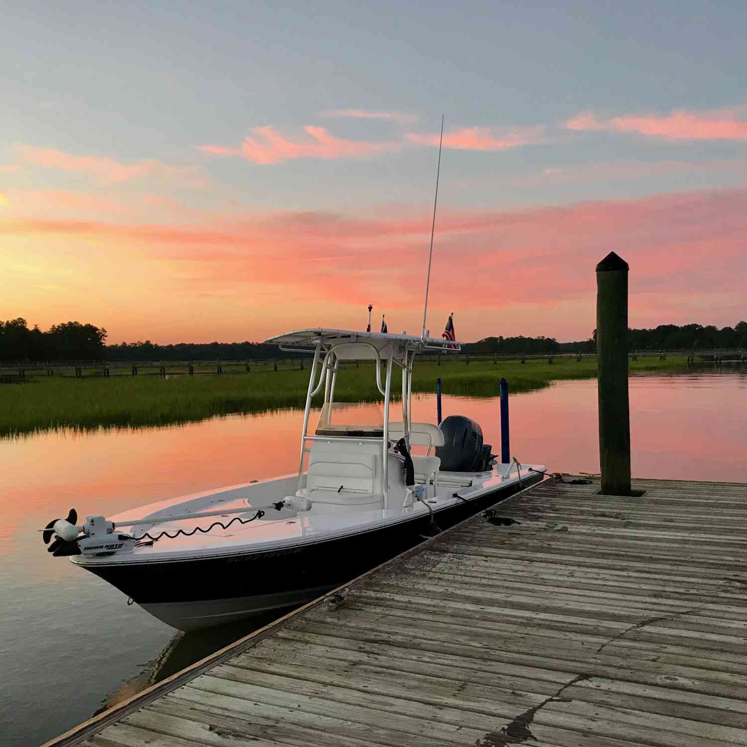 Sunset after a nice day fishing the Okatie and Colleton Rivers.  Beaufort County, SC