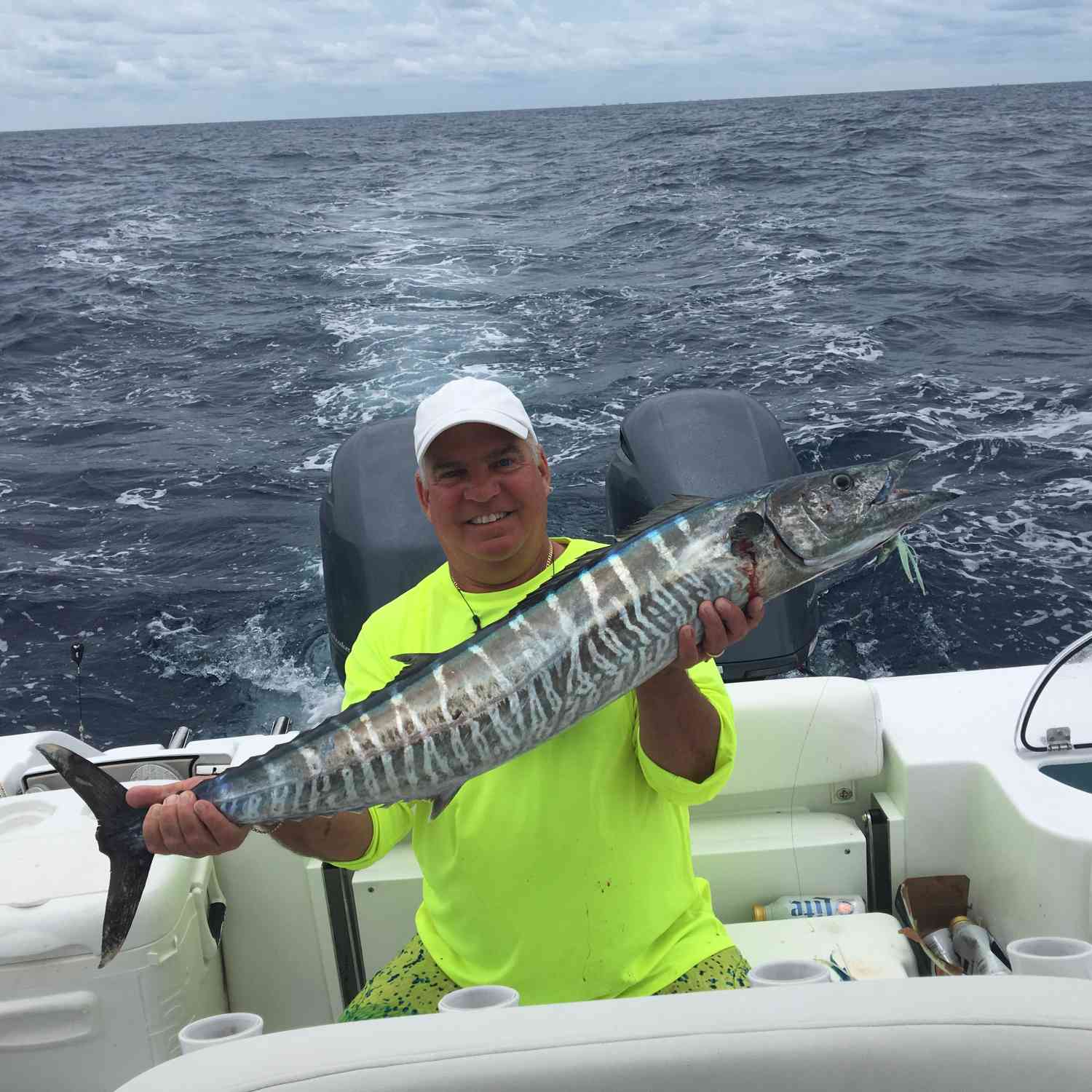 May 12th 2018. First wahoo taken in my new 2018 Sportsman Open 252. Small chain rigged ballyhoo tipped with a...