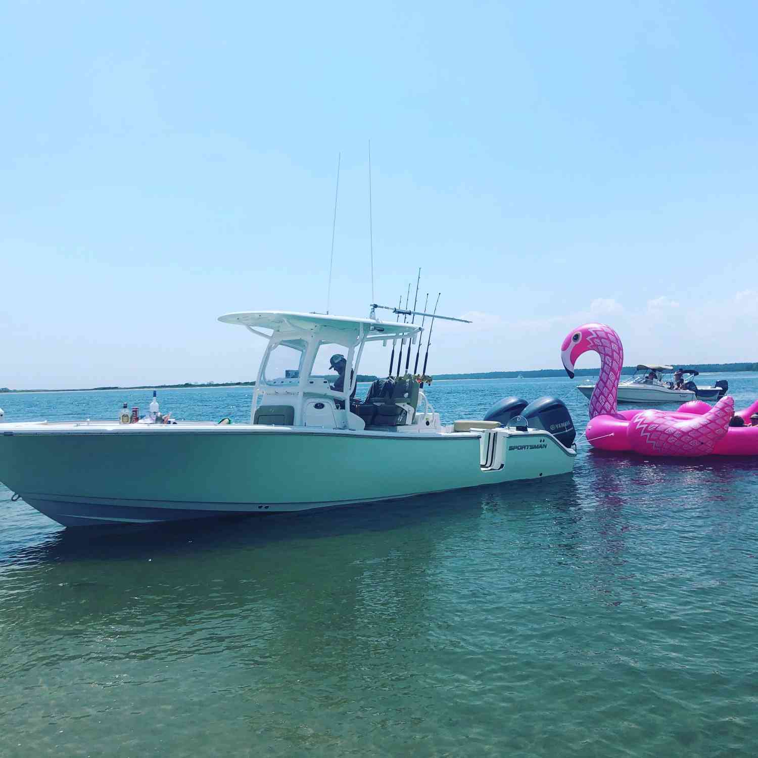 Beached my sexy sportsman at bird island and relaxing on my pink flamingo while blaring some JL audios! Is there...