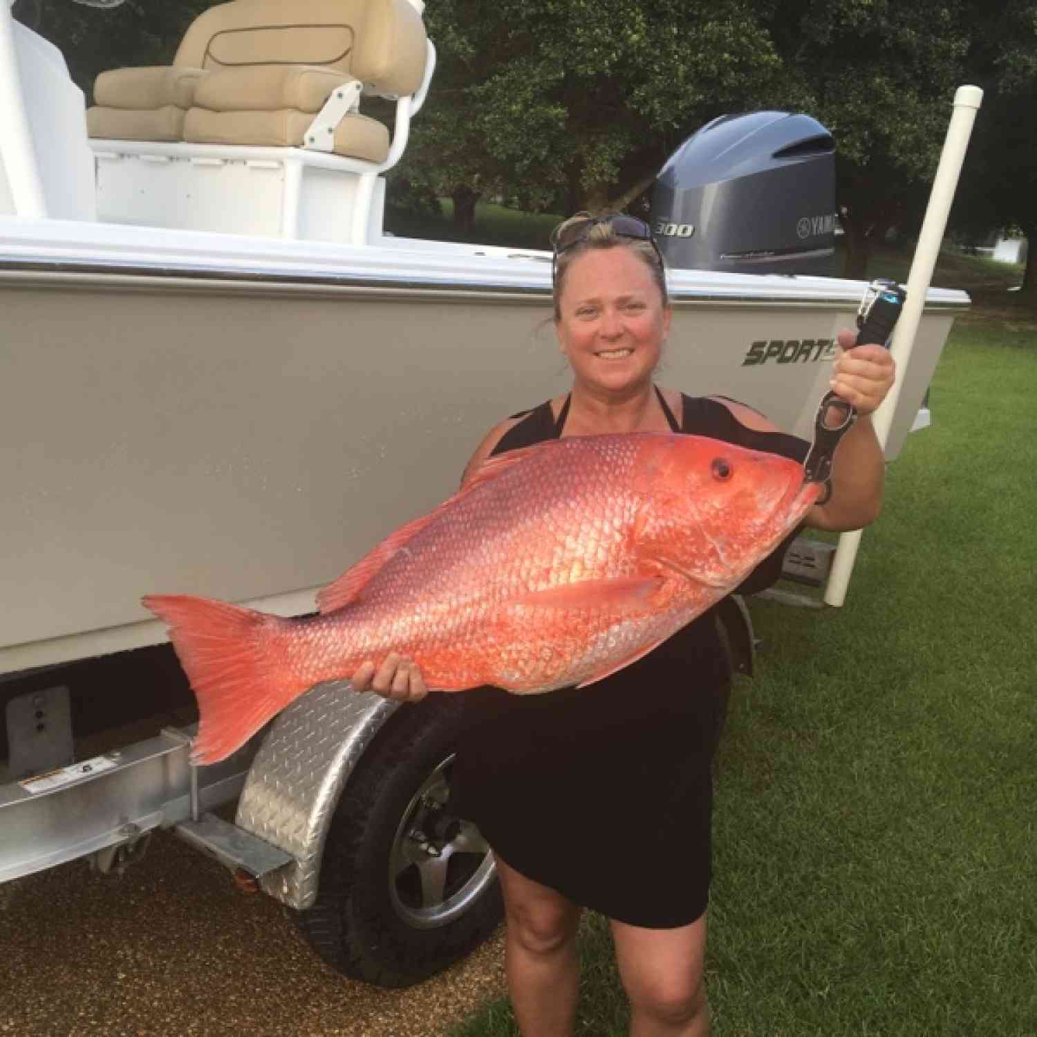 My wife caught this 25# red snapper on the first drop