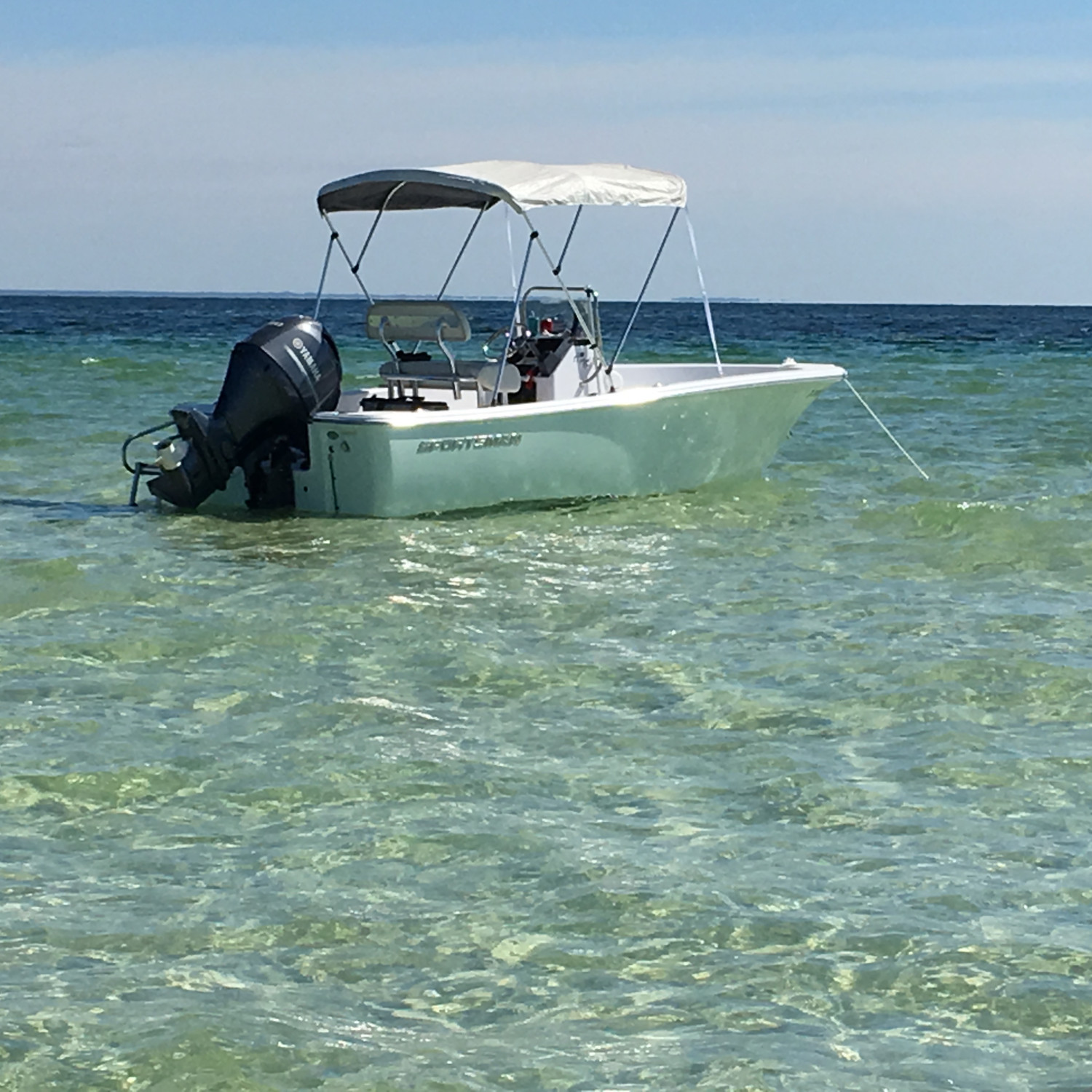 Hanging out on the beach boat sits so nicely in minimal water barely a foot.