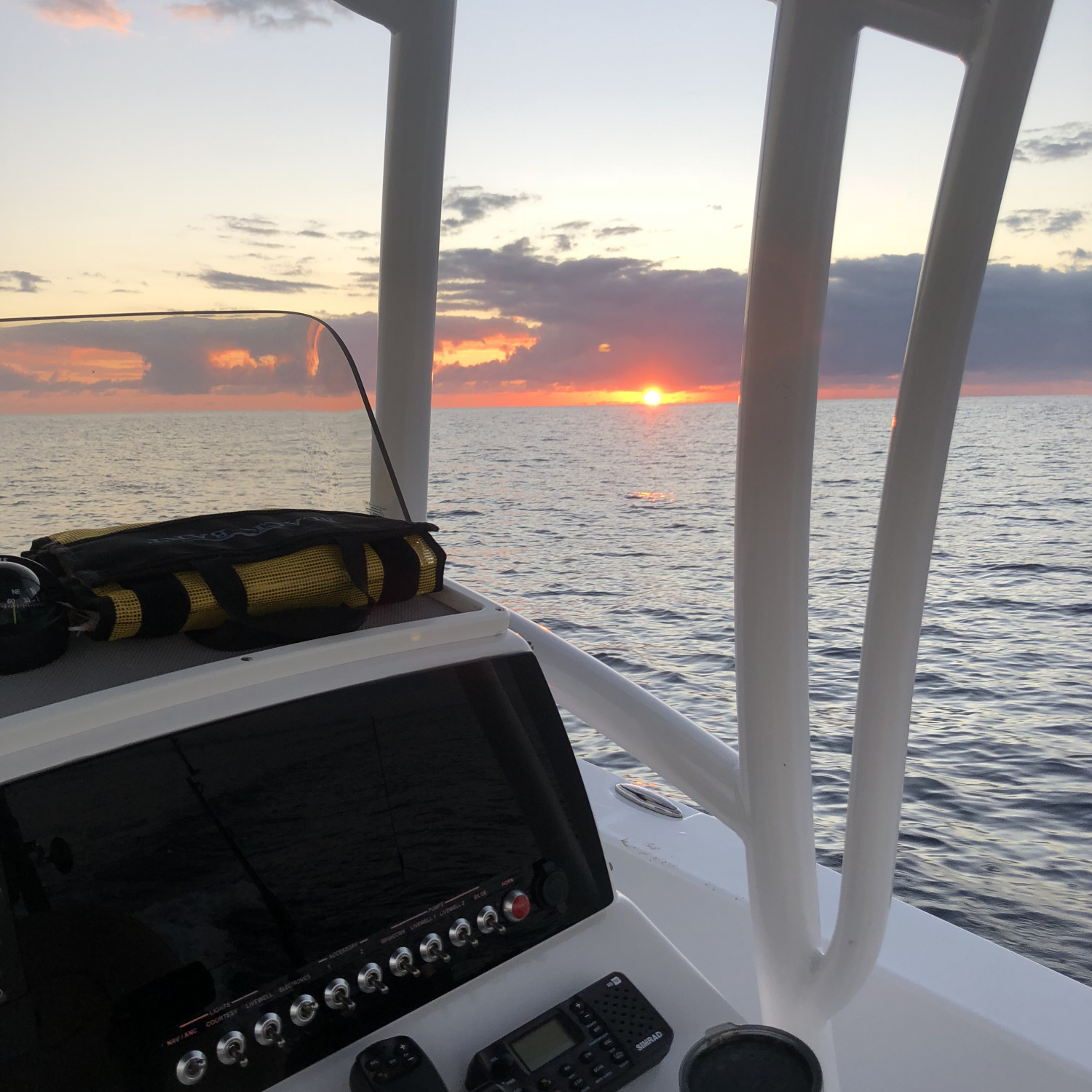 Sunrise on Saturday offshore. Perfect weather.