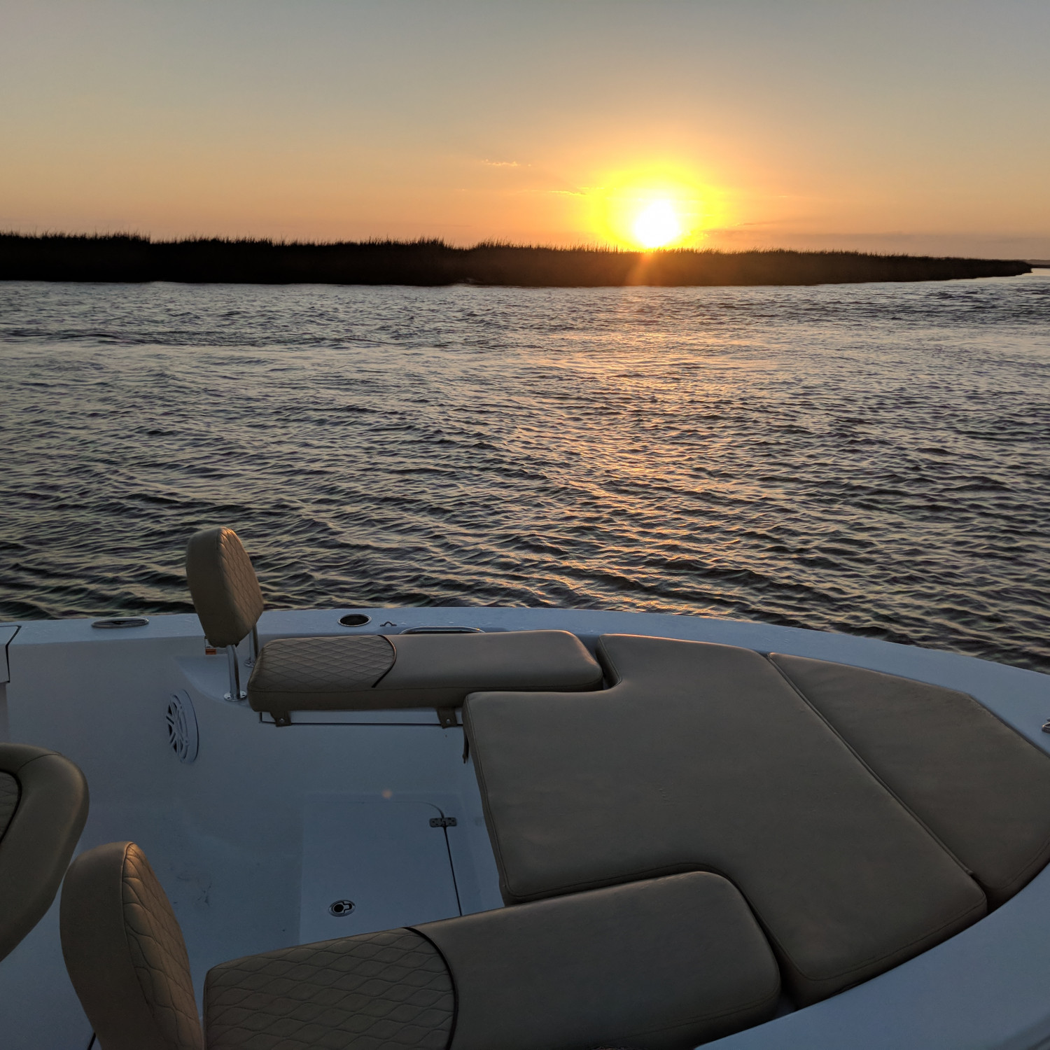 Sunset after a great day offshore. Took our 227 master 20 miles off of the Carolinas. Great dry...