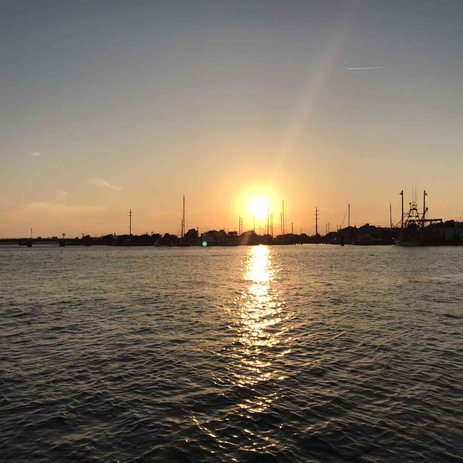 Sunset on my very first trip out on the new boat.