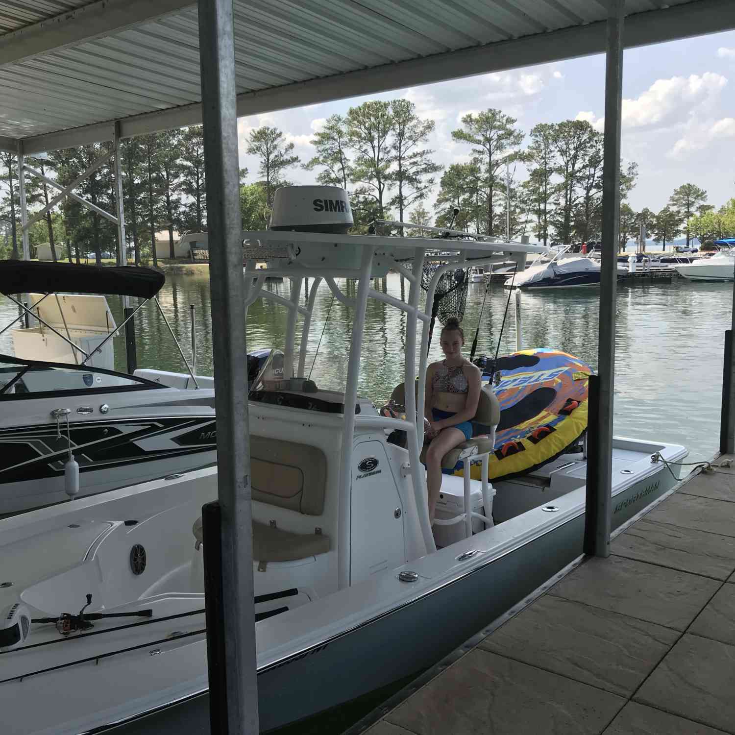 Filling up at Clarks Hill Marina fueling