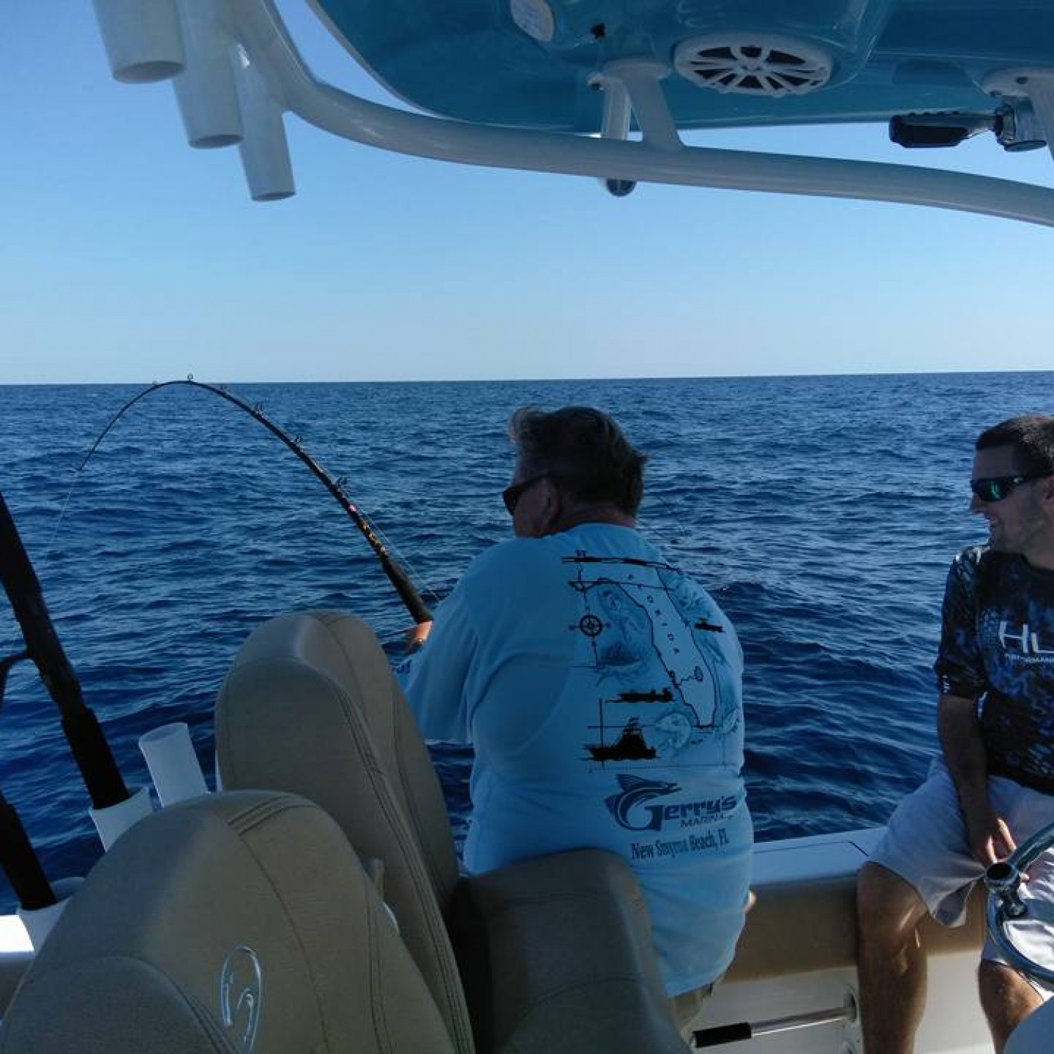 Father and son fishing.