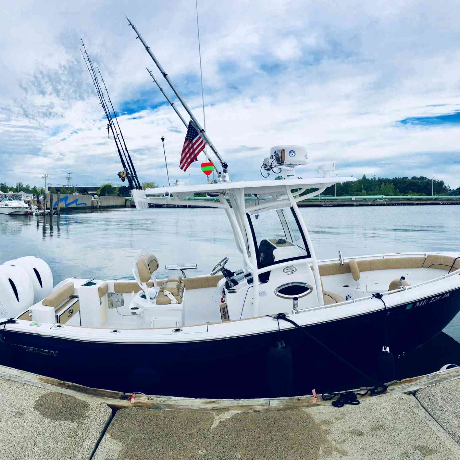 Starboard side wide angle view, Taken at the gas dock at Port Harbor Marine.