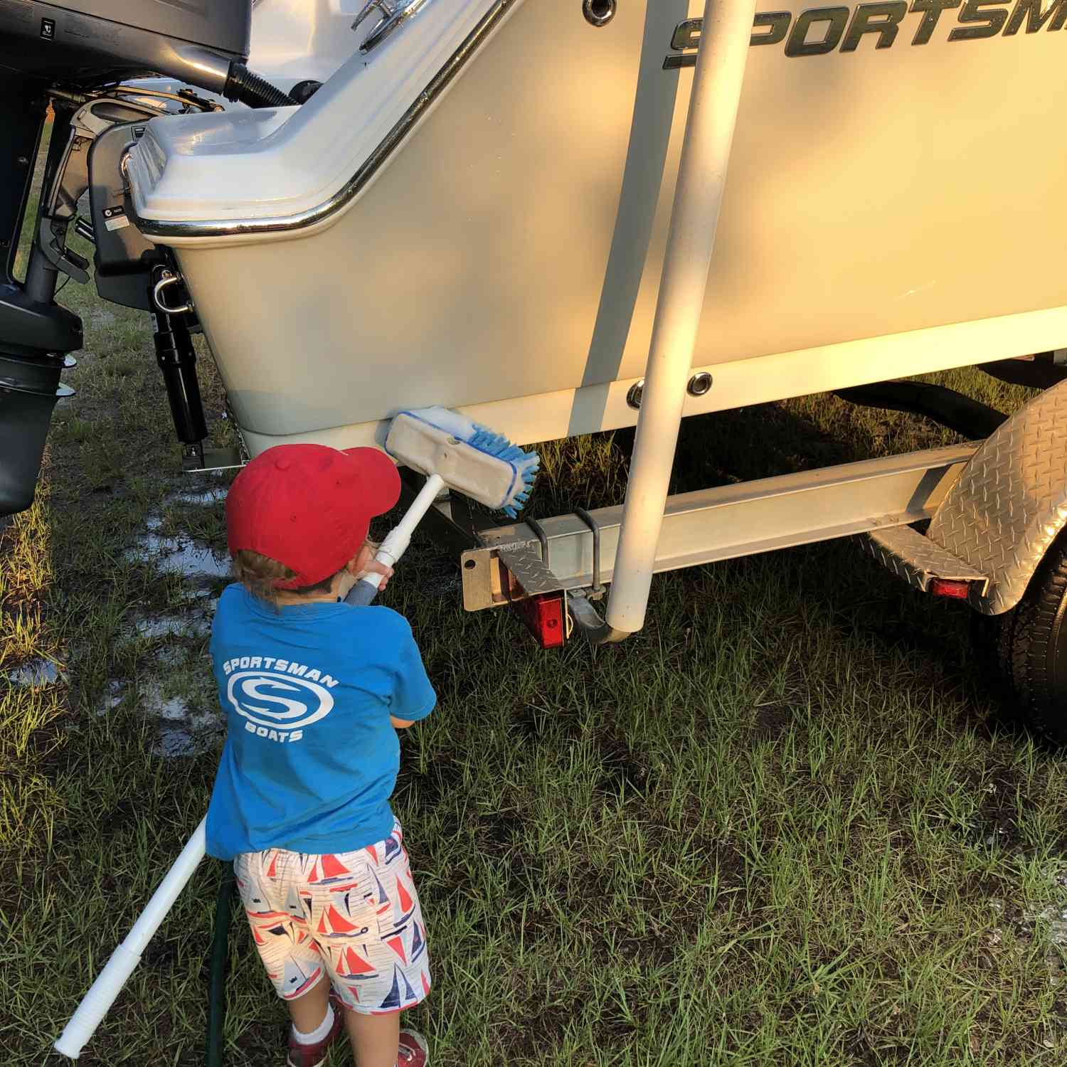 This little guy loves to hang out in the yard with his Grandpa and his boats. He might have also...