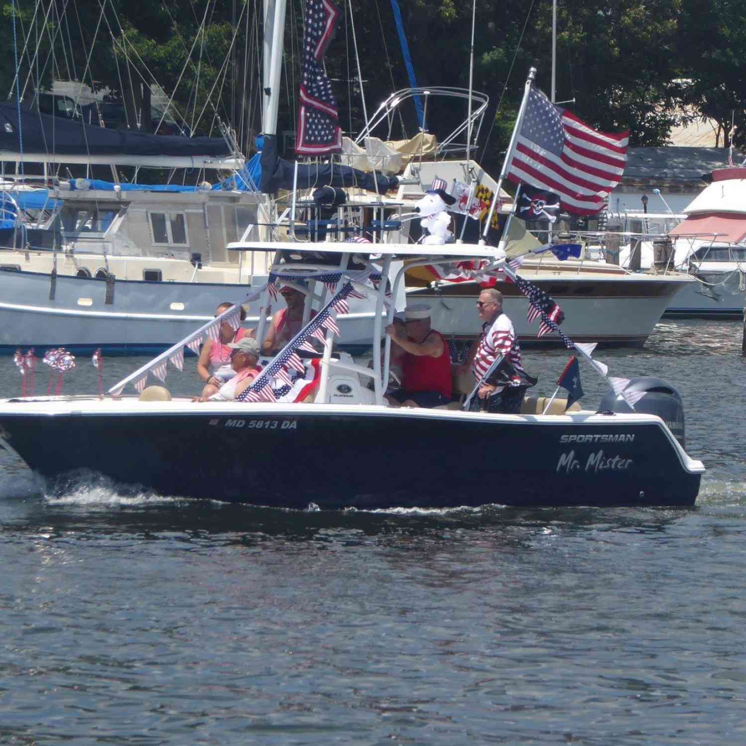 This was the unofficial July 4 Boat Parade in Solomons Maryland.  The picture was taken on Back Creek.