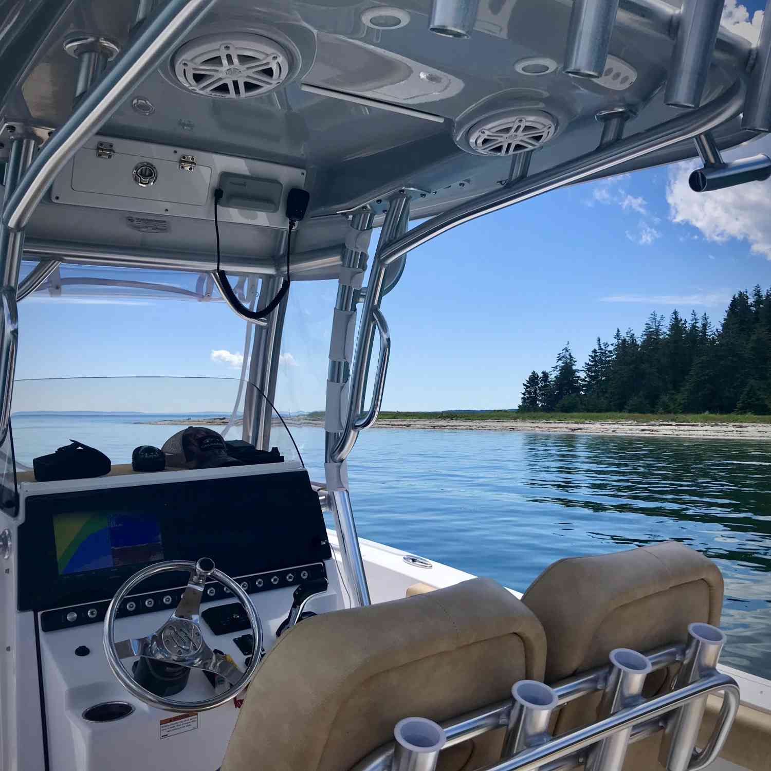 Anchored on the South end of Long Island, Maine (Blue Hill Bay).