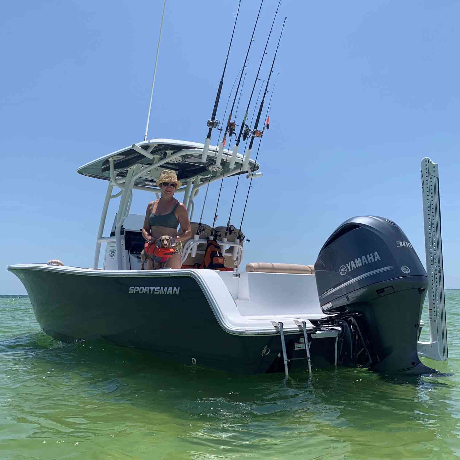 We anchored up our Shark Grey Sportsman 241 Heritage for a cool swim after exploring the shoals and islands of...