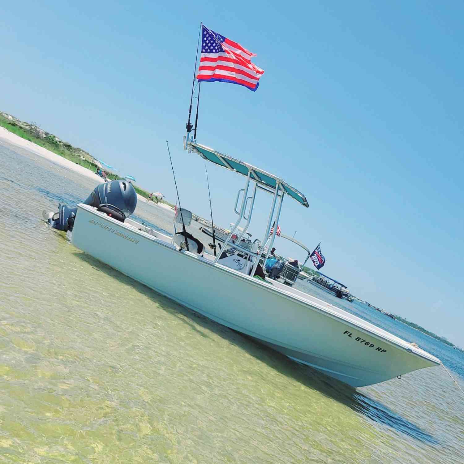 Hanging out at Shell Island after doing some trolling.