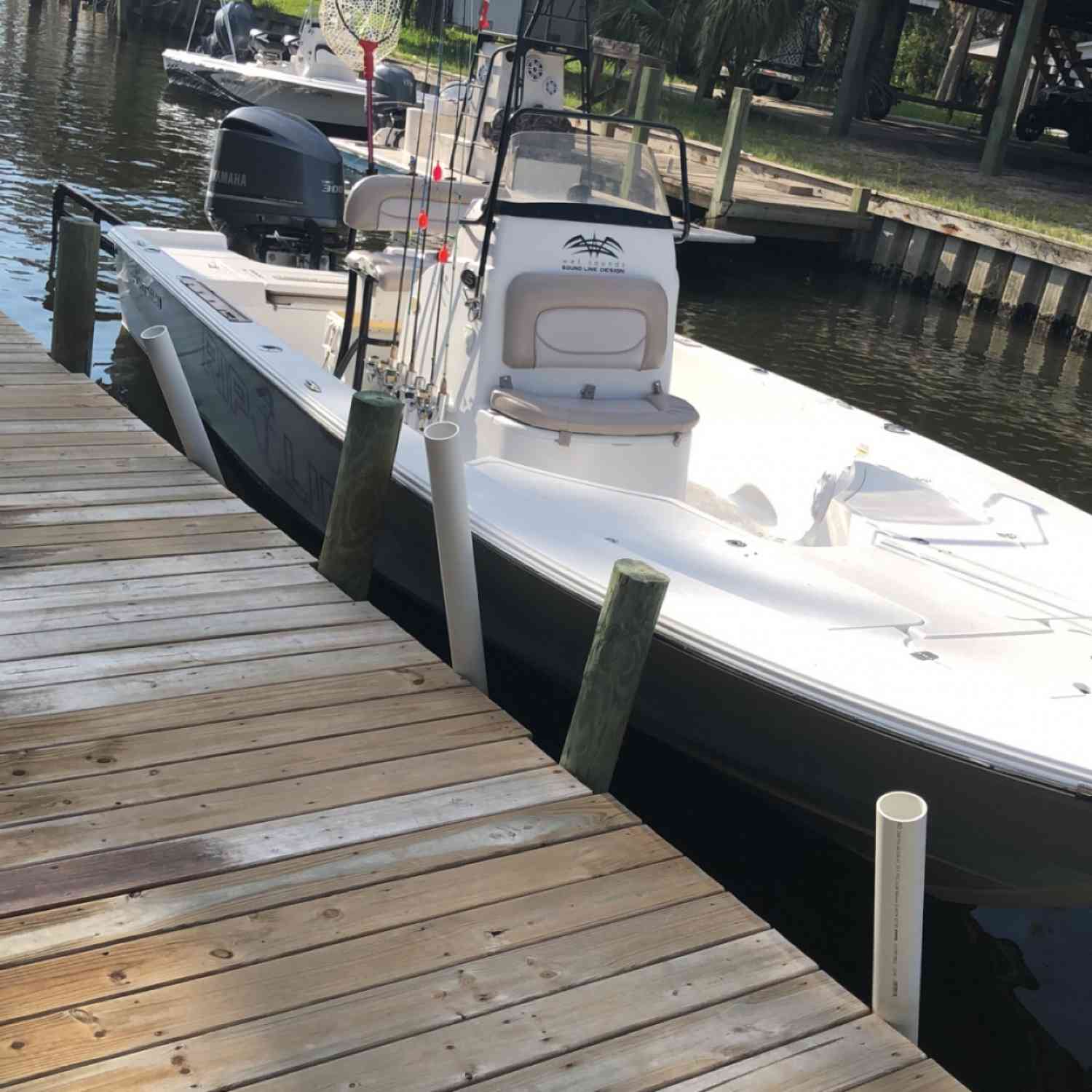 Sitting in the canal getting ready for a fishing trip!