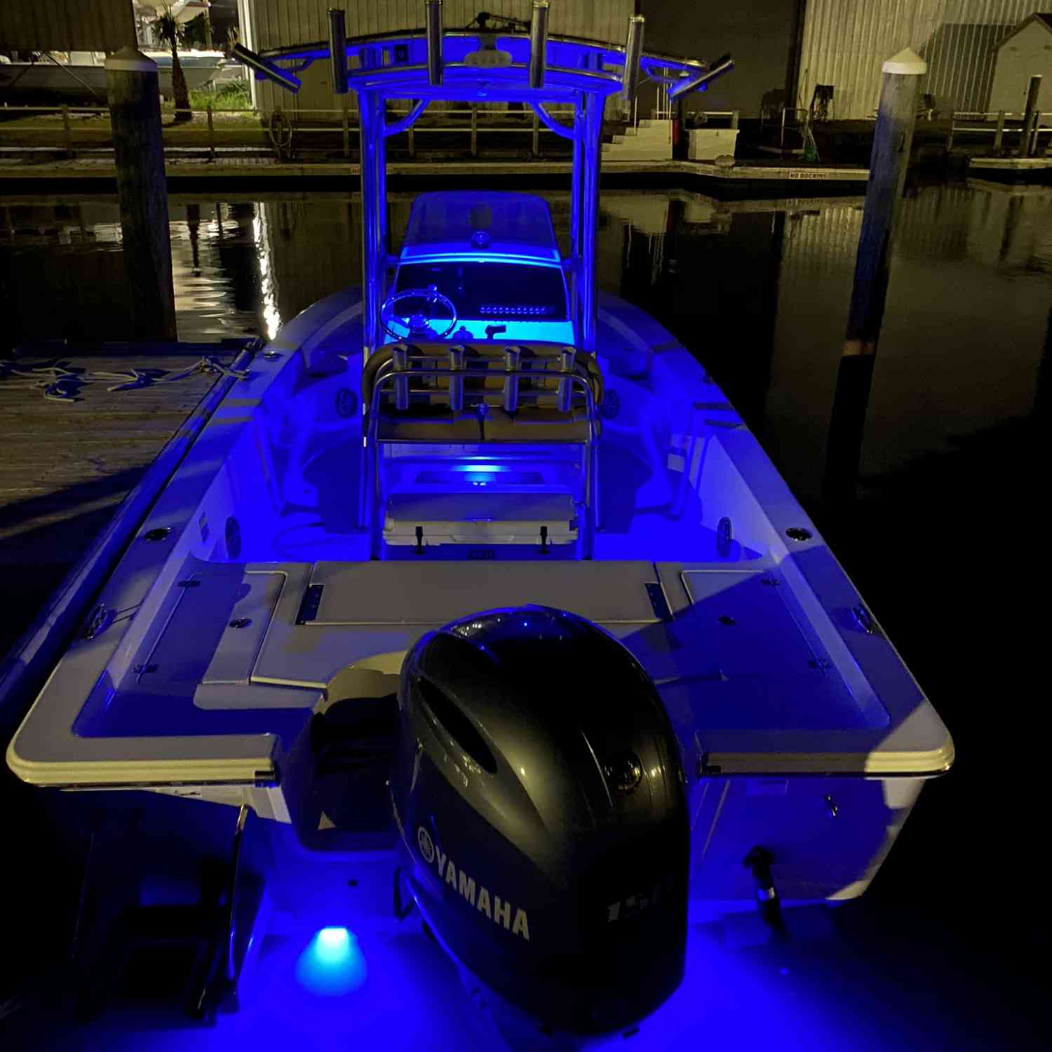 Just a cool photo out our boat lit up at night