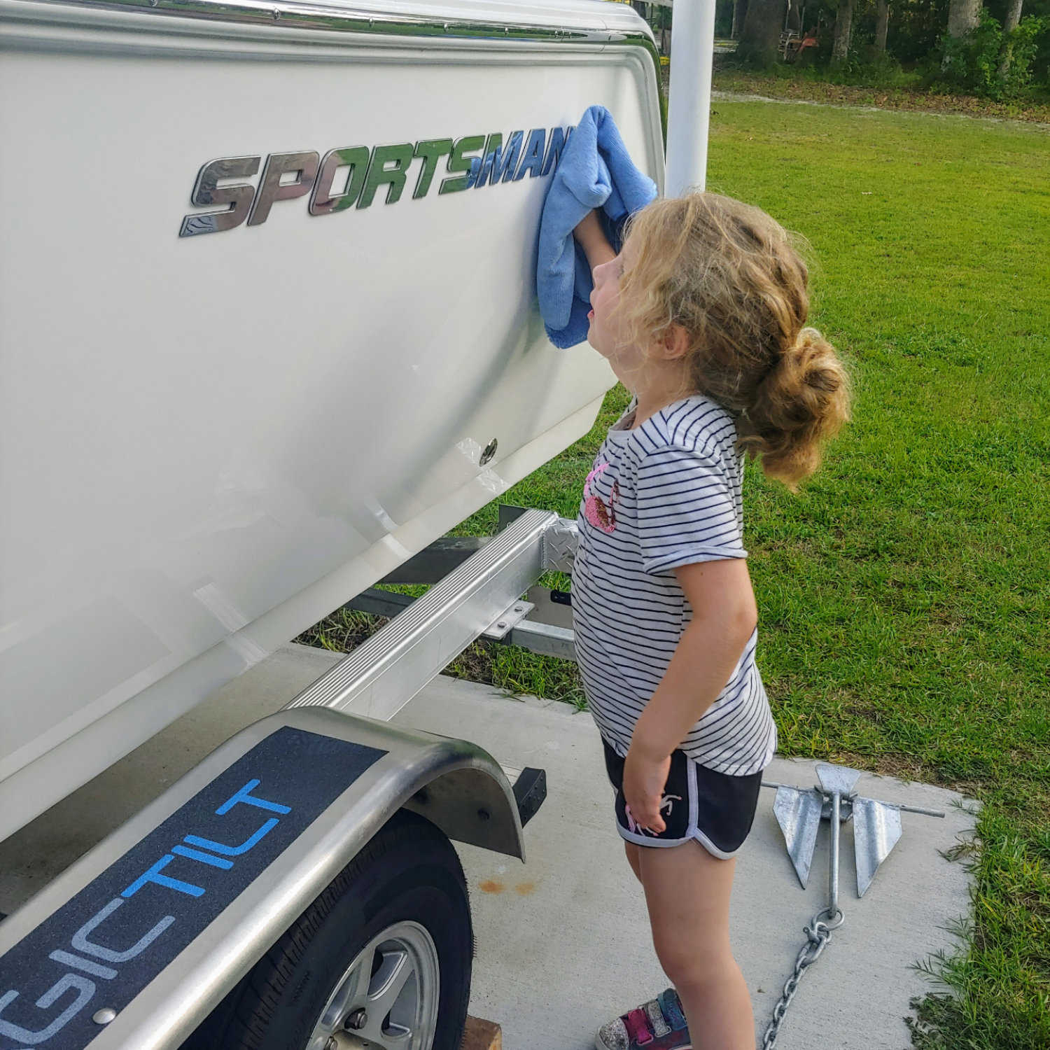 Our daughter is enjoying the new boat so much that she wanted to help clean it too! Win-win!