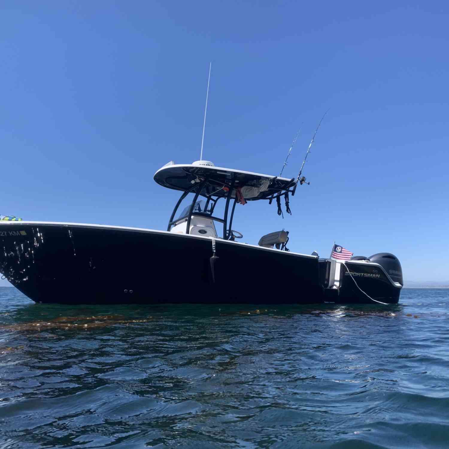 Sportsman Open 252 ‘OKTO’ anchored in Lunada Bay, CA.