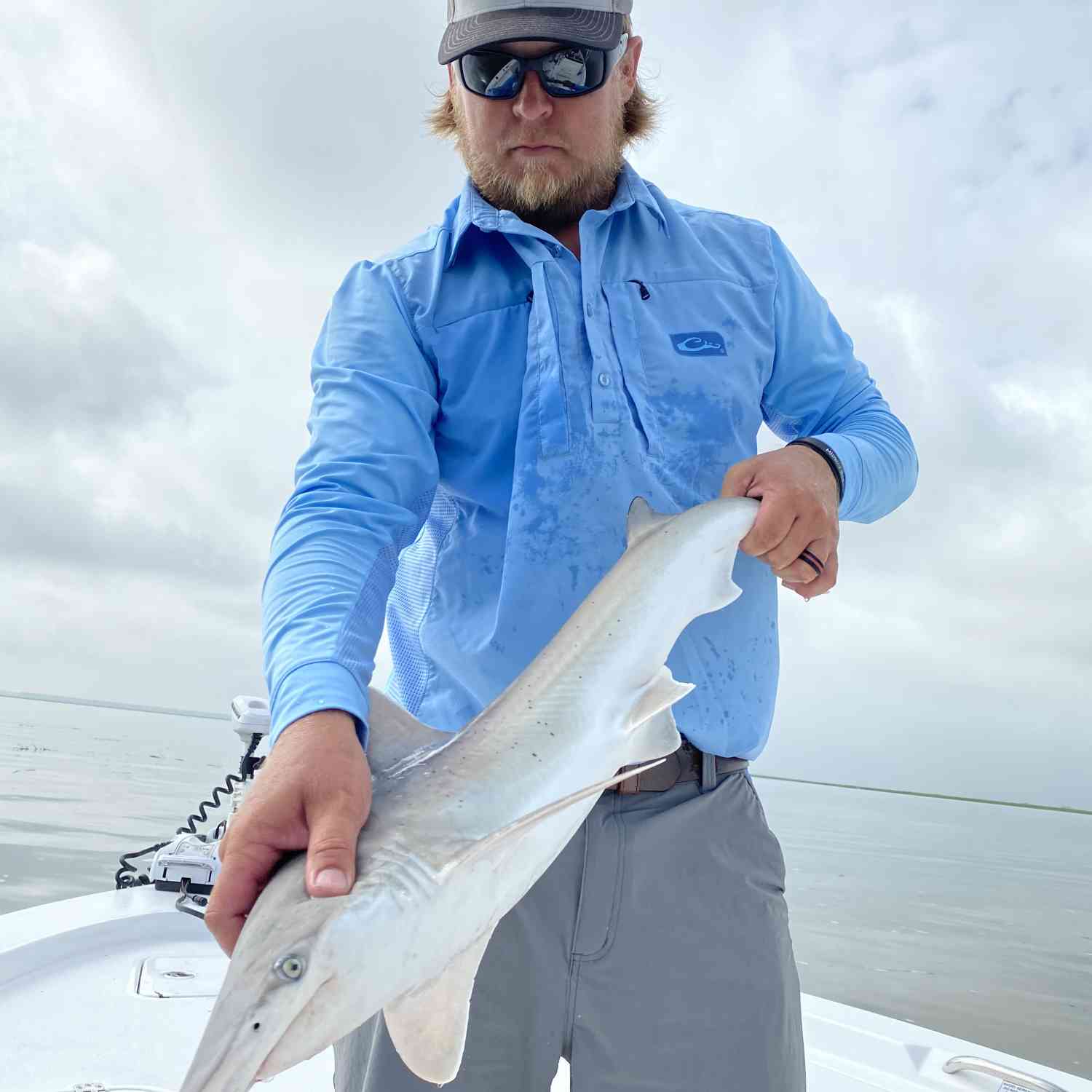 One of the biggest sharks we have caught inshore, and we landed him on the deck of Sportsman.