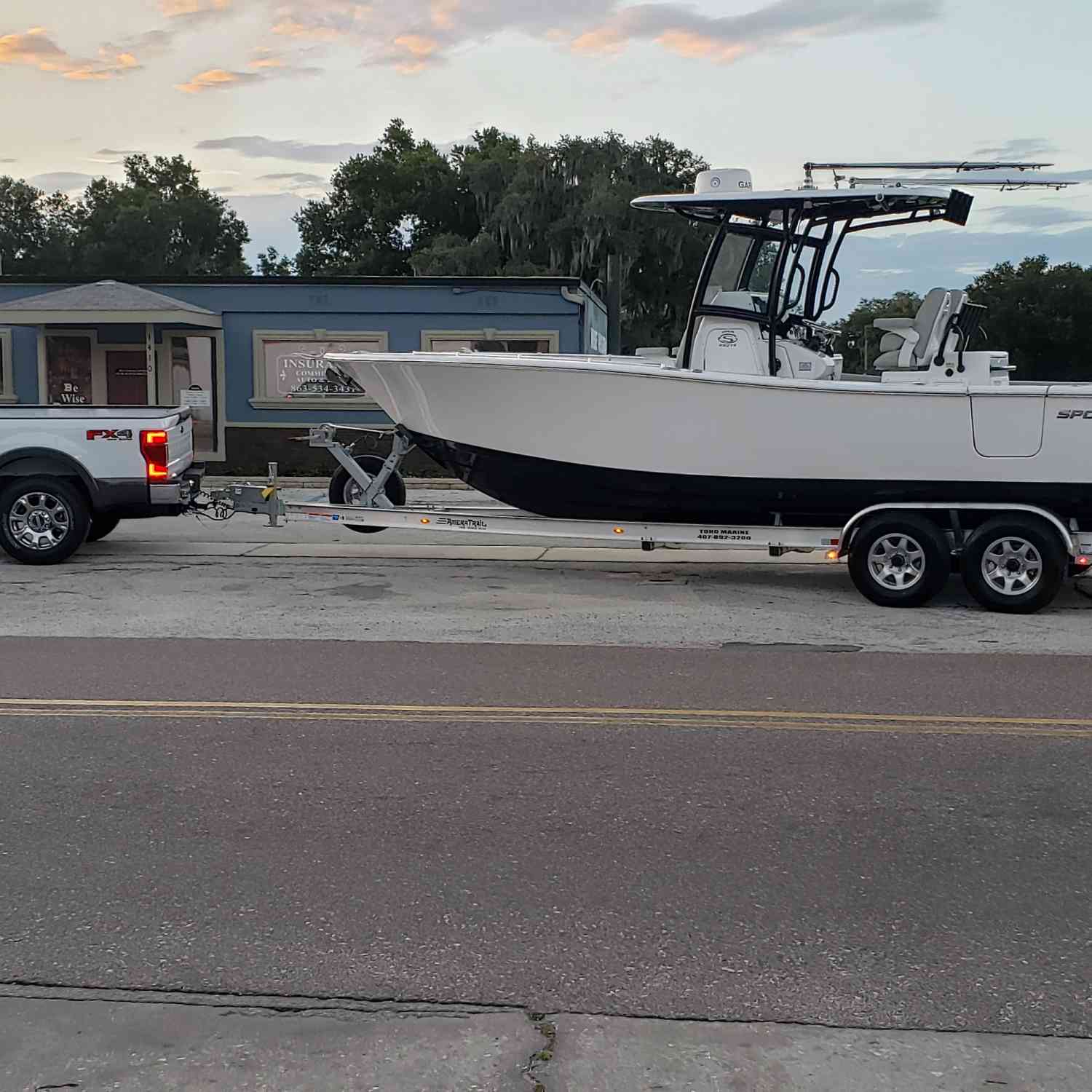 The new boat on the way home with her