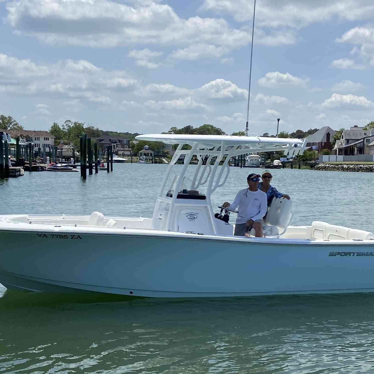 Title: Social distancing on Lake Wesley - On board their Sportsman Heritage 241 Center Console - Location: Virginia Beach, VA. Participating in the Photo Contest #SportsmanJune2020