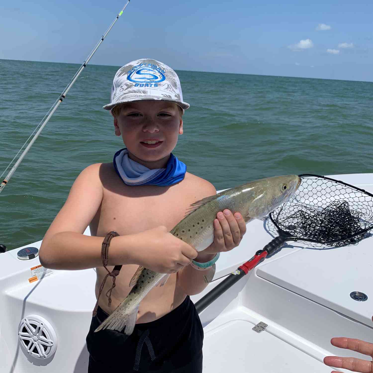 This is a picture of my grandson, Luke with a speckled trout in Port O'Connor, Texas.  2021 Sportsman Masters 247...