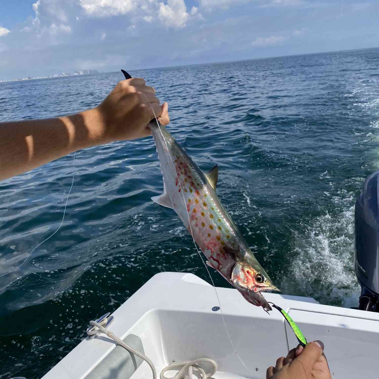 Trolling for mackerel. Sportsman getting it done.