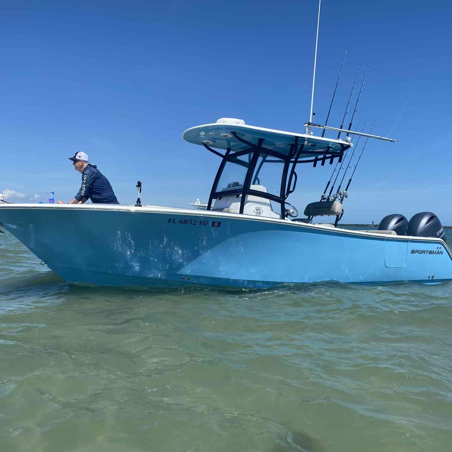 Just hanging out at the sandbar after an offshore fishing adventure.