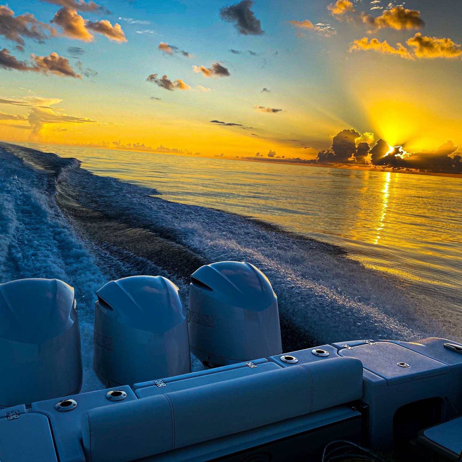 Early morning sunrise after leaving Fort Myers on way to Dry Tortugas opening lobster season.