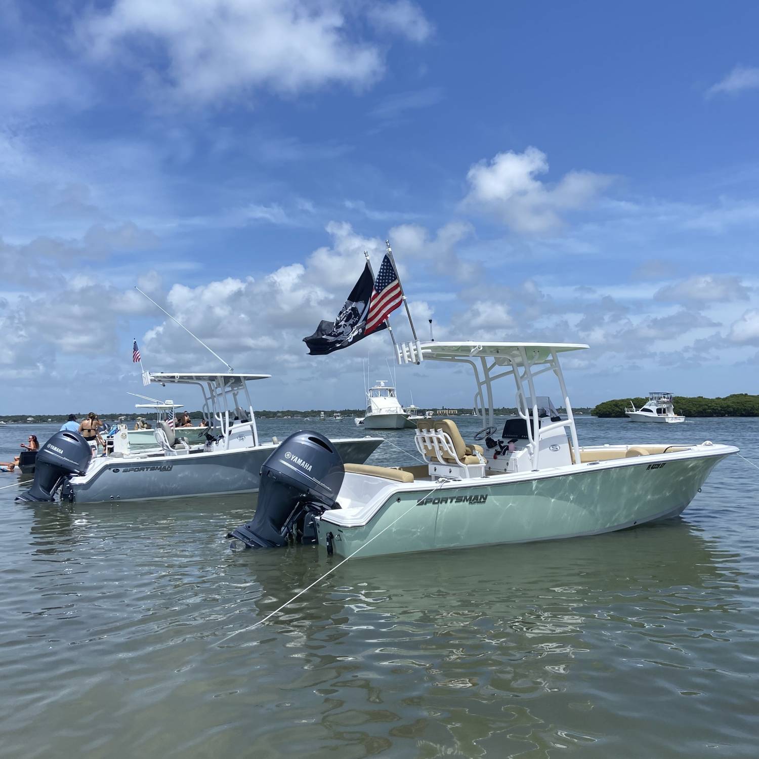 Title: 2 Sportsman’s at the sandbar - On board their Sportsman Heritage 211 Center Console - Location: John’s Pass Sand Bar, FL. Participating in the Photo Contest #SportsmanAugust2021